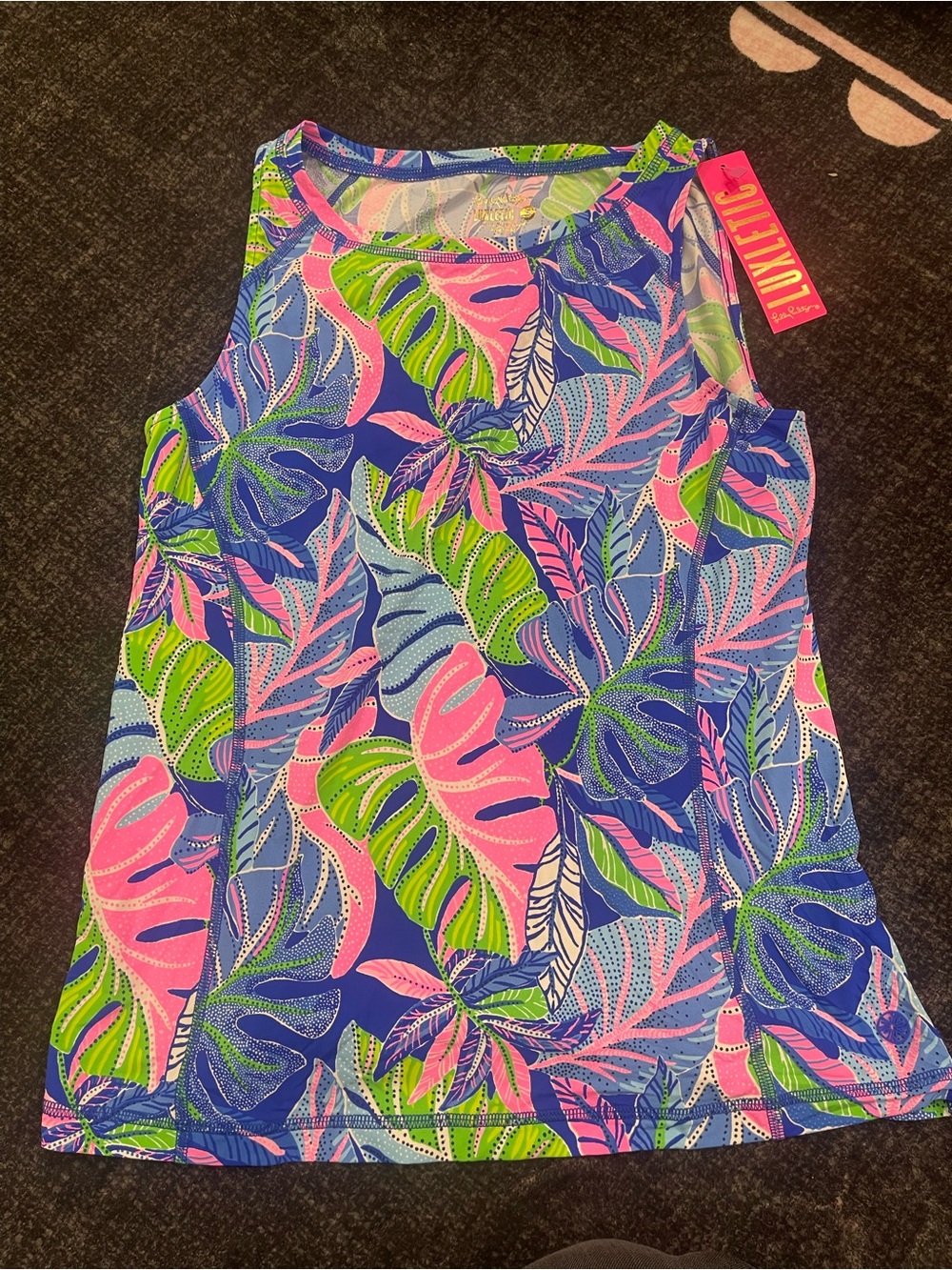 Lilly Pulitzer Tropical Leaf Tank - Navy, Pink & Lime